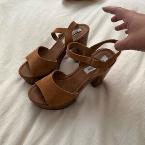 Steve Madden Lulla Brown Suede Platform Block Heel Sandals